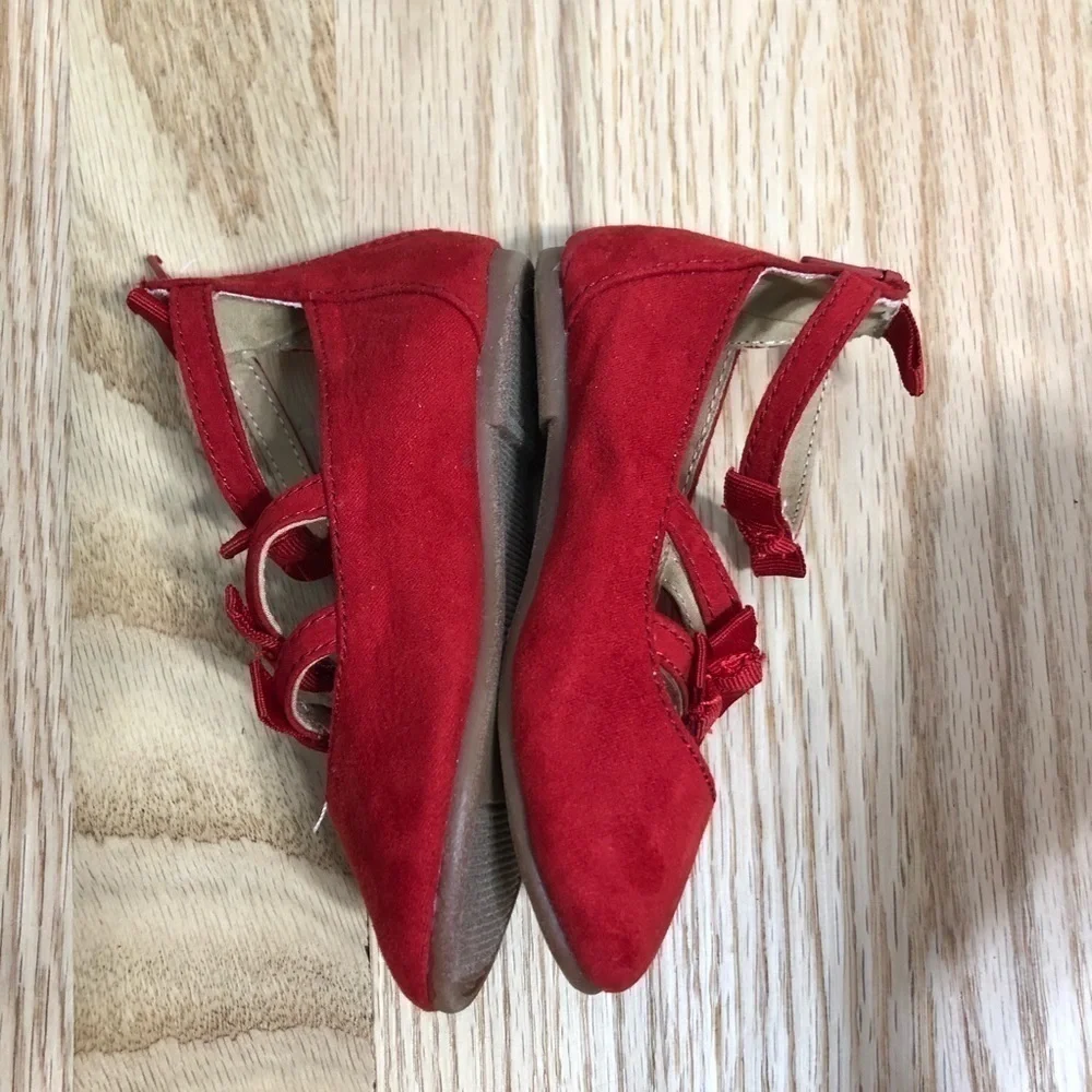 Old Navy Zipper Back Bow Flats Sz 5 Baby Kids Red